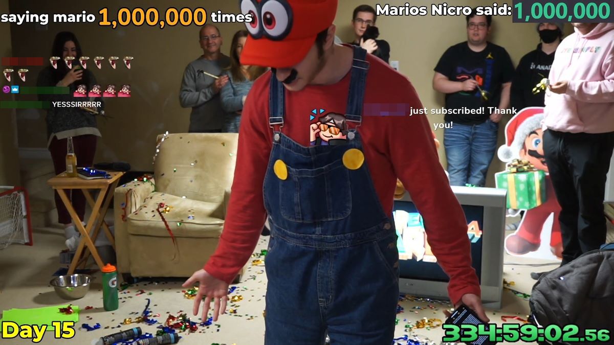 Streamer’s quest to say “Mario” one million times comes to a close