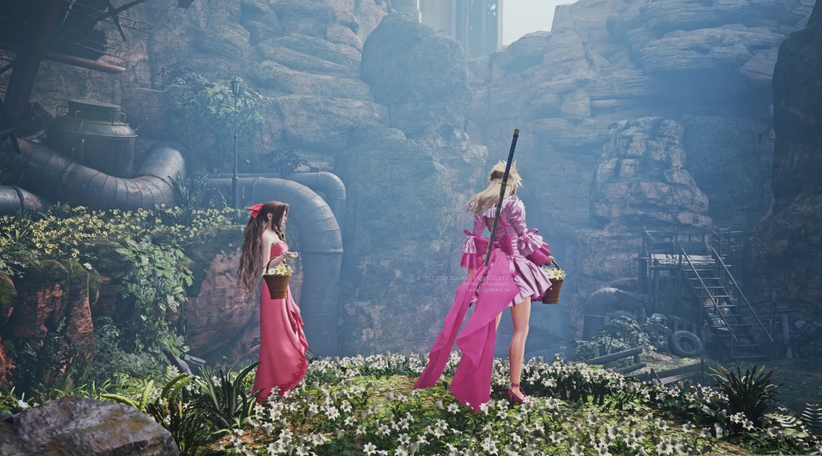 Final Fantasy 7 Remake but Cloud is in a dress mod