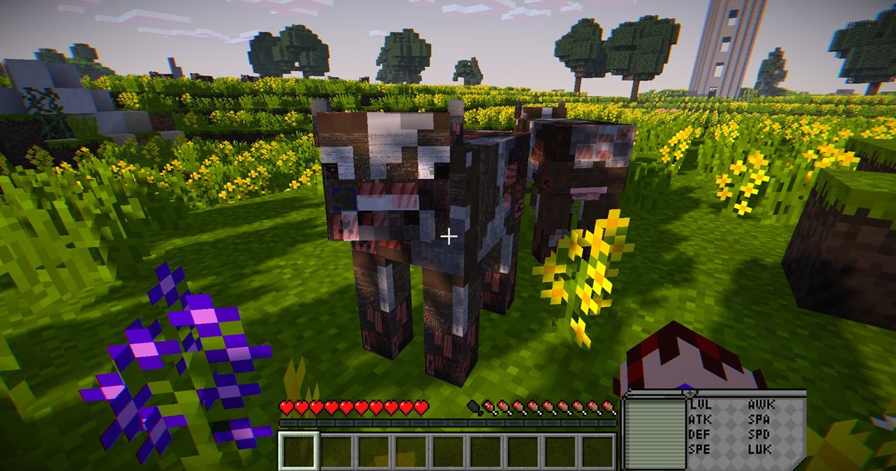 A Minecraft cow born from chaos is covered with seemingly every texture in the game