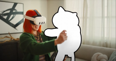 Holding a VR cat in Neko Atsume Purrfect Kitty Collector