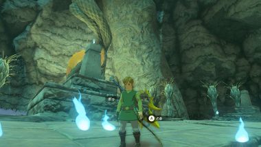 The Legend of Zelda: Tears of the Kingdom Link collecting Poe in The Depths.