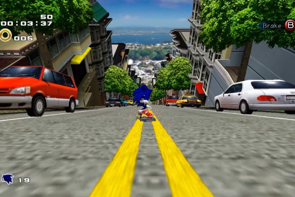 Sonic Adventures 2 Sonic skateboarding
