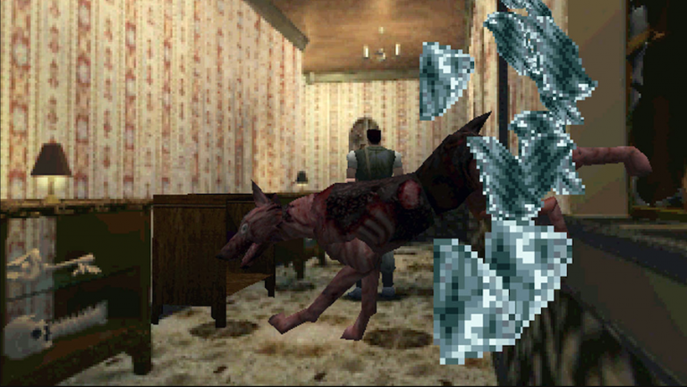 Resident Evil 1 Biohazard zombie dogs jump scare 1996