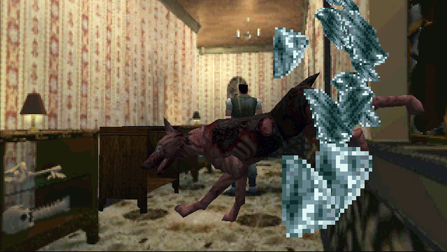 Resident Evil 1 Biohazard zombie dogs jump scare 1996