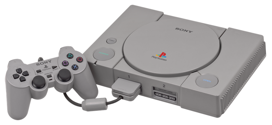 PlayStation one original console with dual shock analogue stick controller