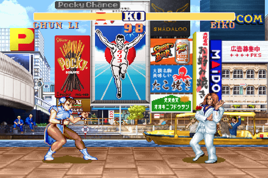 Street Fighter II Pocky Edition Eiko Chun Li Dotonbori Japan stage