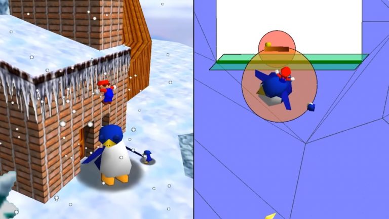 Super Mario 64 Cool Cool Mountain cabin door penguin