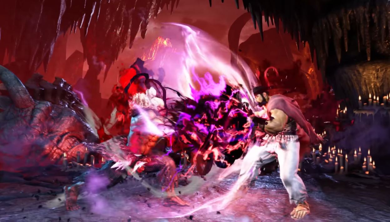 Akuma fighting Ryu in Street Fighter 6