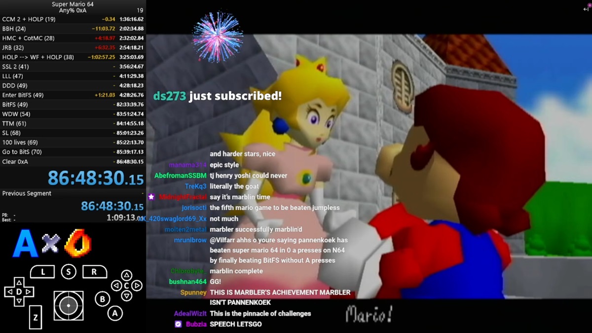 Marbler's stream of Super Mario 64