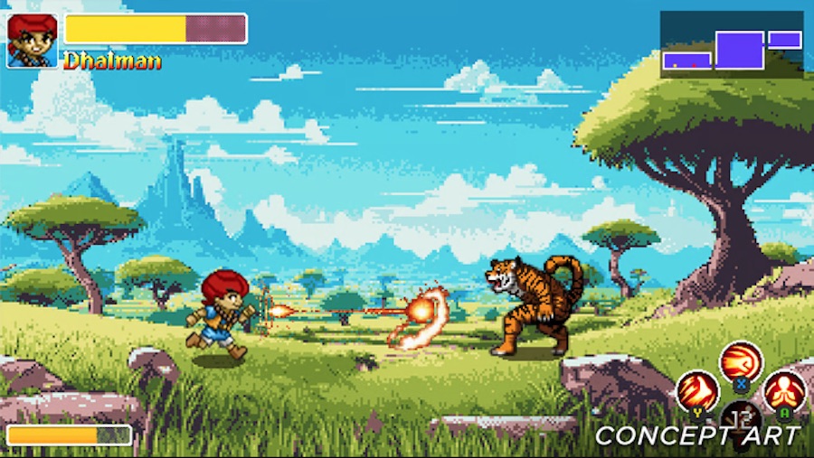 Dhalman side-scrolling action concept art