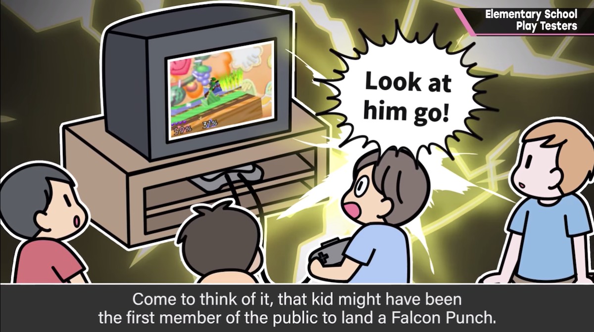 Masahiro Sakurai on Creating Games Super Smash Bros play testing first Falcon Punch