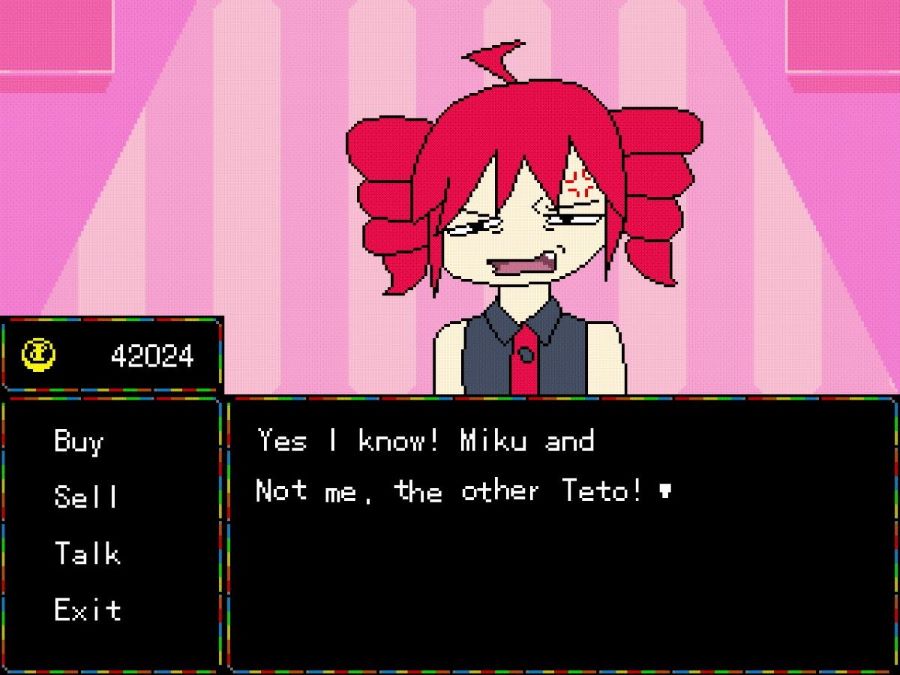 Mesmerizer fanmade game Undertale style shop with Teto Kasane shopkeeper