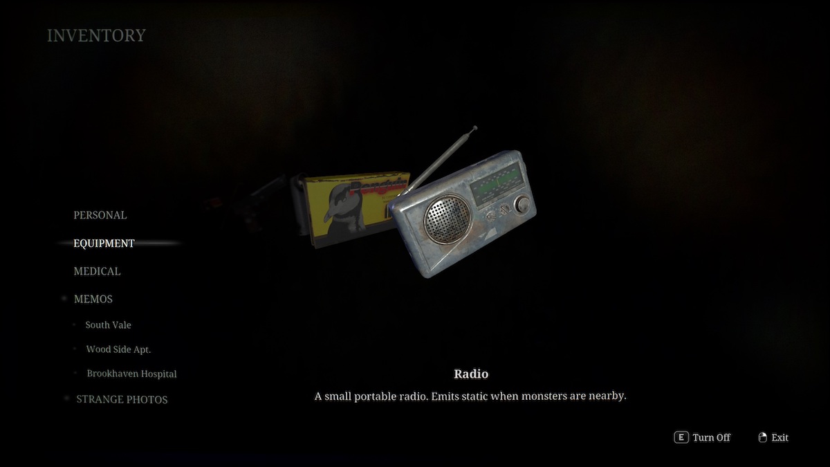 The Silent Hill 2 radio in the player's inventory