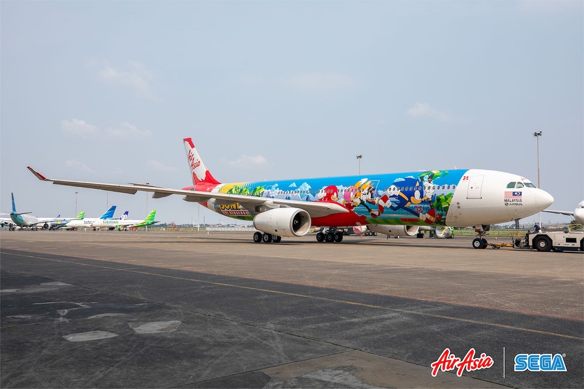 The Sonic the Hedgehog plane is part of a colloboration between AirAsia, Sega and Atlus