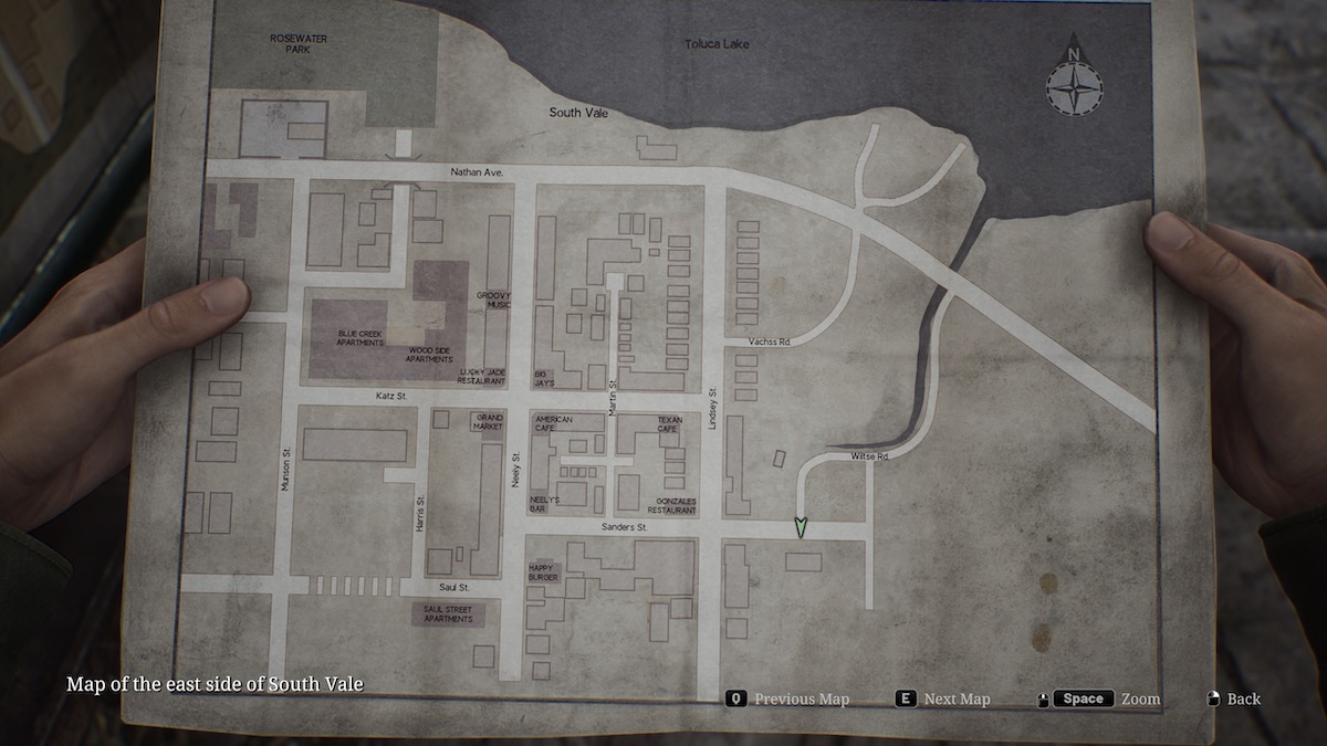 Silent Hill 2 remake  map of the east side of South Vale