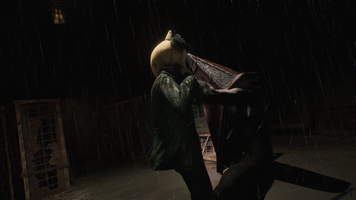 Silent Hill 2 remake melee combat against Pyramid Head