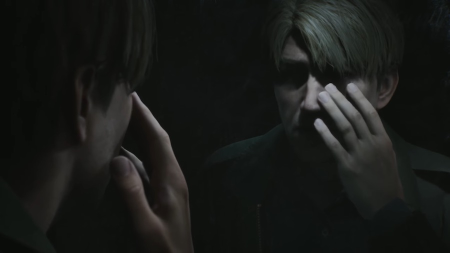 James looking in the mirror in the Silent Hill 2 remake opening