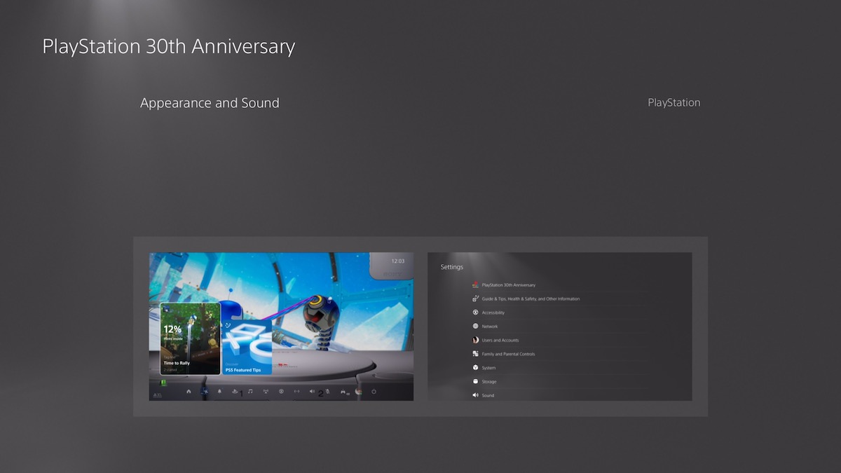 PS5 feature update PlayStation 30th Anniversary themes PlayStation 1 theme