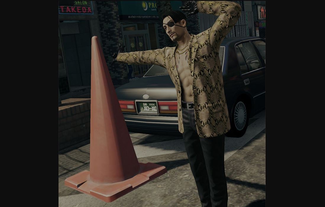 Goro Majima's traffic cone in Yakuza Kiwami