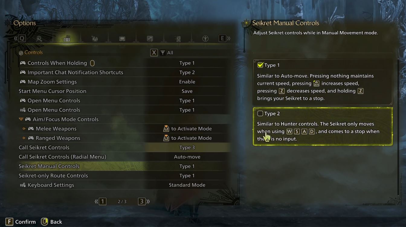 Monster Hunter Wilds Seikret controls menu