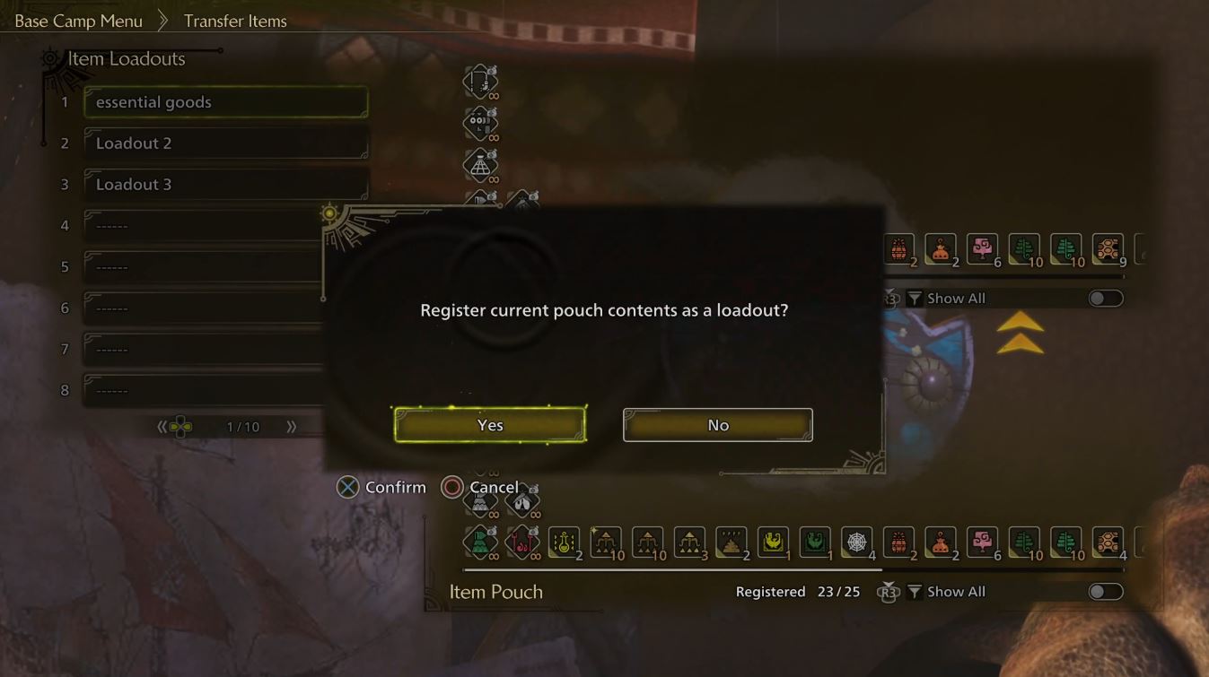 Monster Hunter Wilds loadout registration prompt