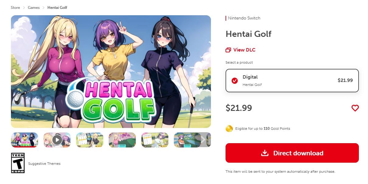 Hentai Golf on the Nintendo Store