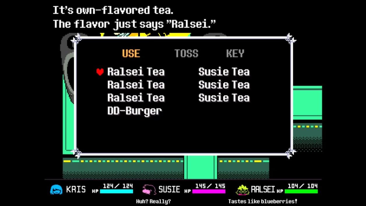 Deltarune flavored tea menu