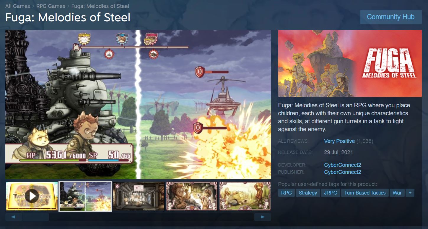 Fuga: Melodies of Steel Steam Store page