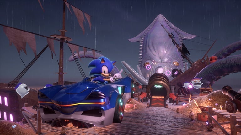 Sonic Racing: CrossWorlds visual showing Sonic racing.