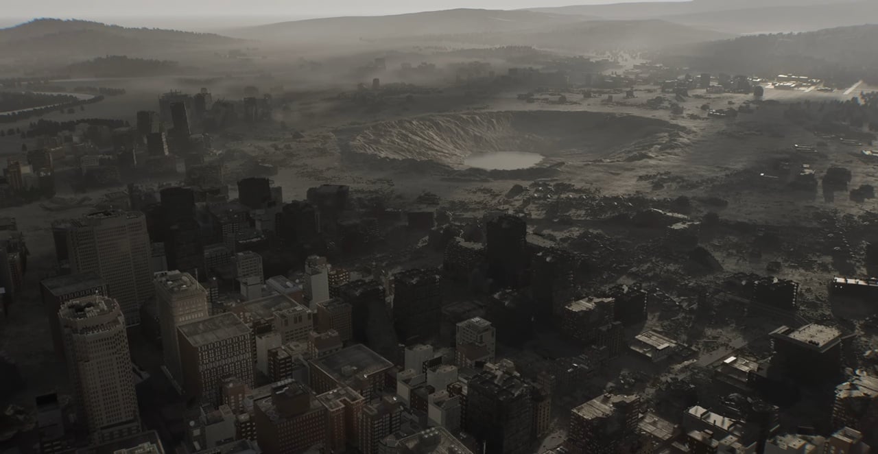 Resident Evil Requiem Raccoon City crater.