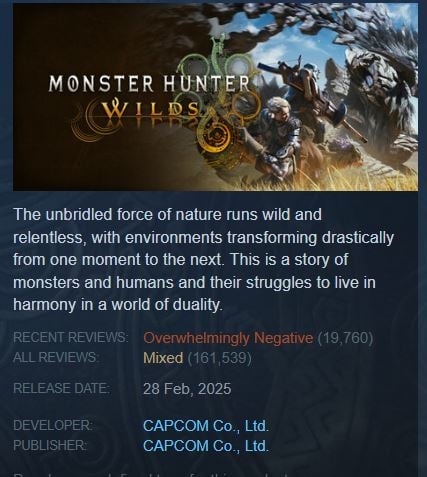 Monster Hunter Wilds Steam reviews