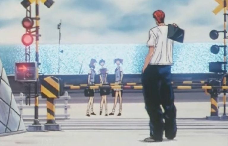 Railway crossing scene in Slam Dunk's opening