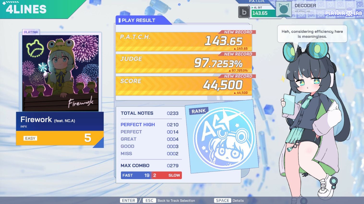 Platina Lab score UI