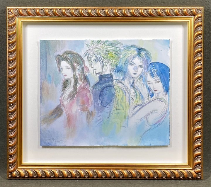 Artwork depicting Cloud, Aerith, Tidus and Yuna.