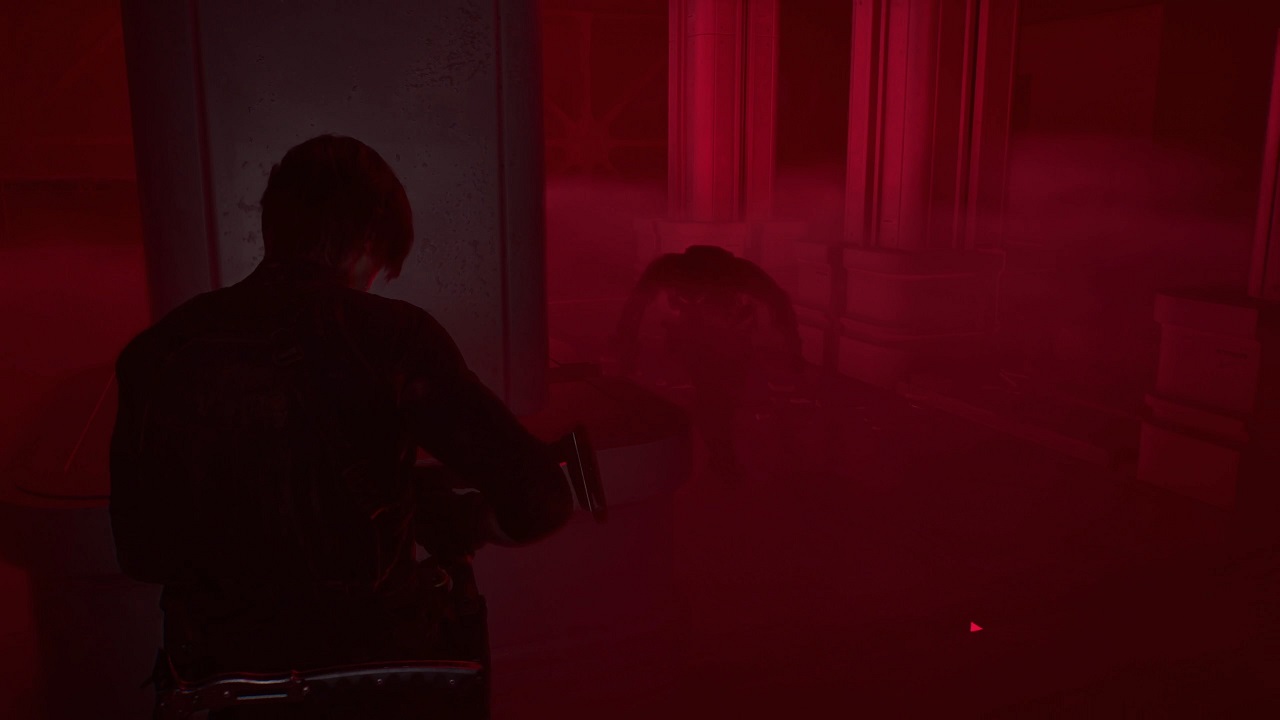 The Commander boss crouching. 