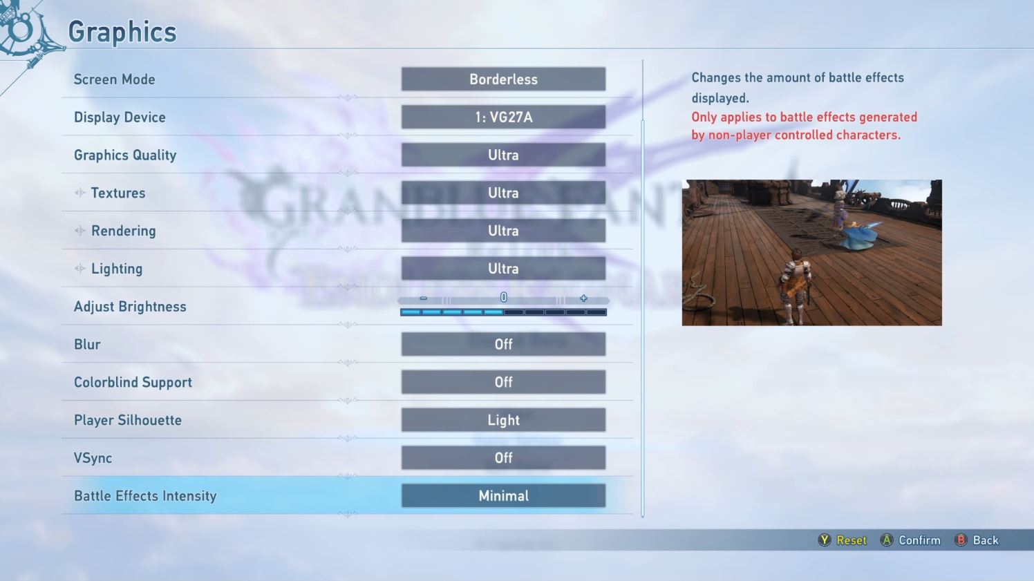 Granblue Fantasy: Relink updated game option settings