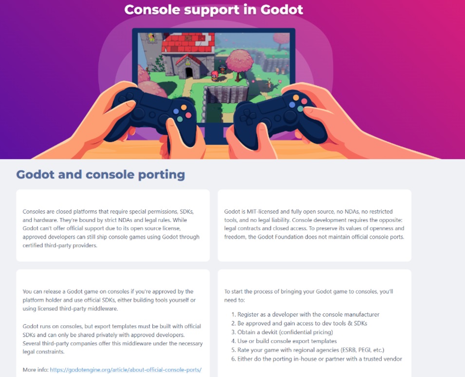 Godot and console porting.