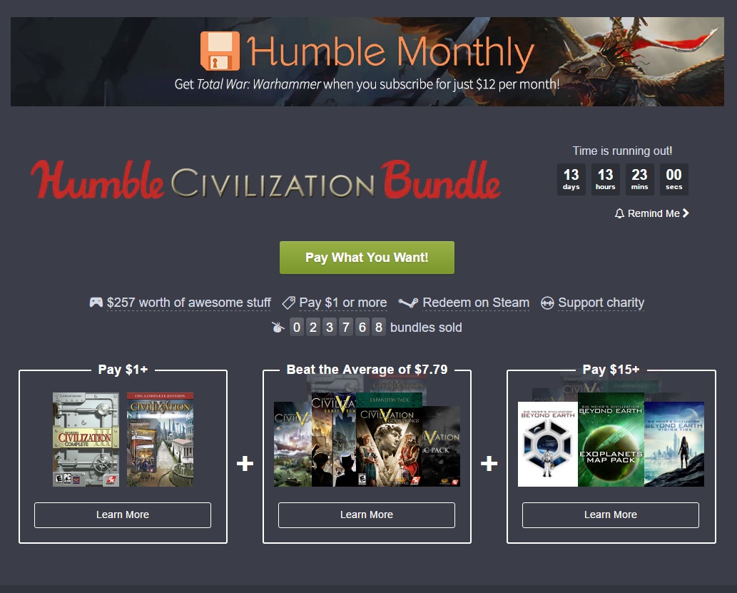 Civ シリーズが1ドルから買える Humble Civilization Bundle が販売開始 Dlcも全て網羅 Automaton