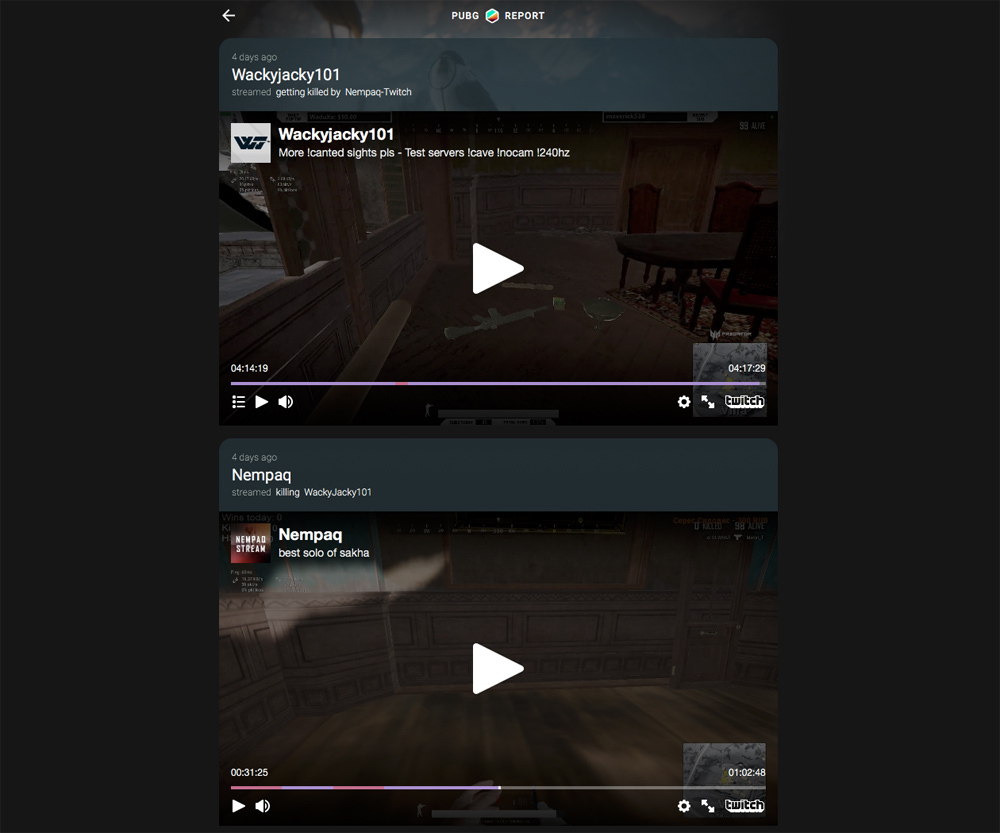 What Was The Kill Scene For Pubg With Twitch Pubg Report Which Can See The Replay By Live Performers Is Distributed Automaton