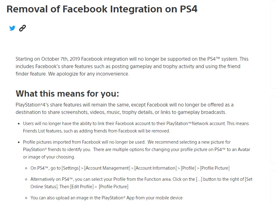Ps4のfacebook連動機能が削除 Facebook側は復活を目指し取り組む Automaton