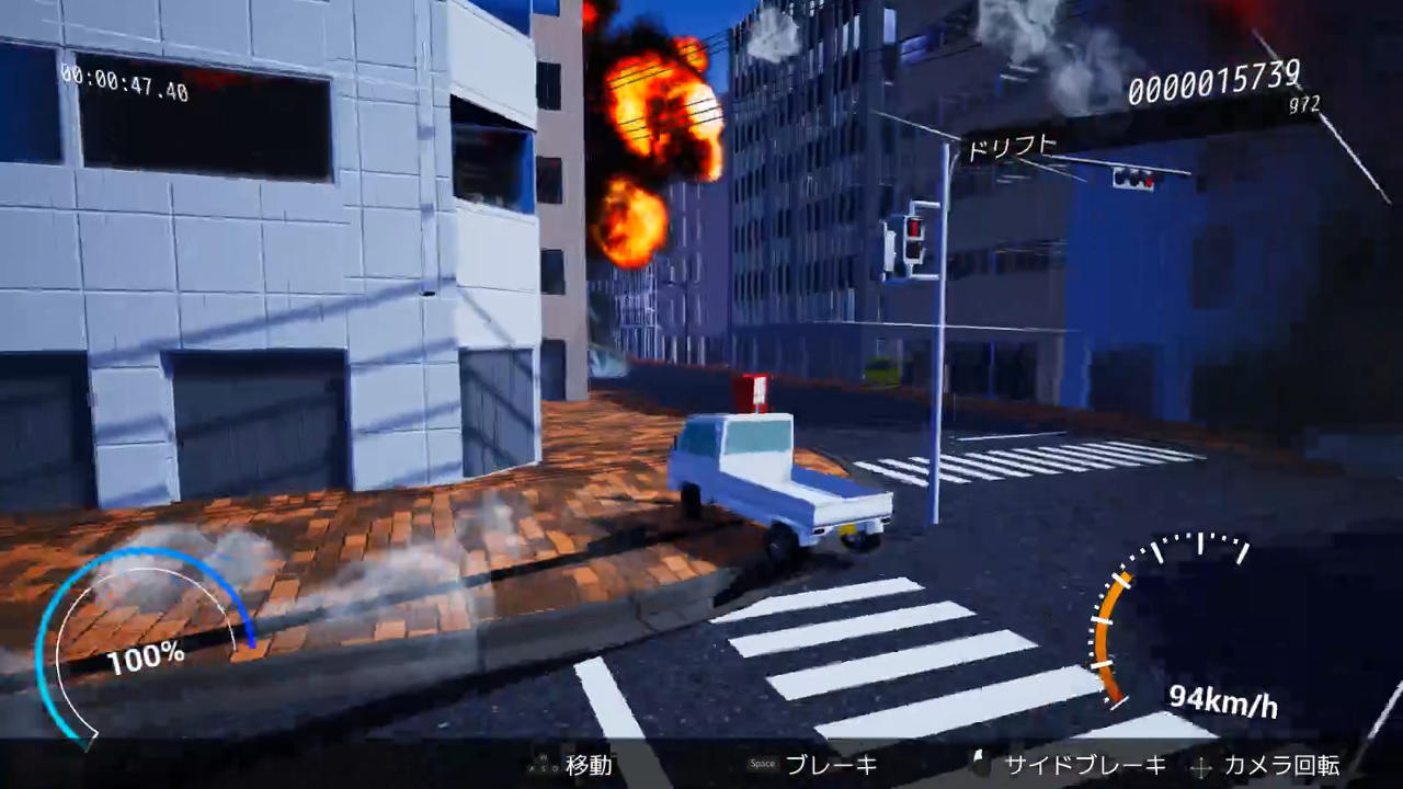 軽トラックで爆走する ドライブクレイジー 体験版公開 何かに追われる中 ビルの間をハイテンションで駆け抜けるドライブゲーム Automaton