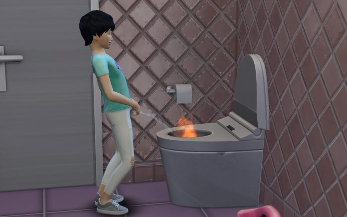 The Sims 4 にて シムが 燃えるおしっこ をする不具合が発生中 尿煙立つ Automaton