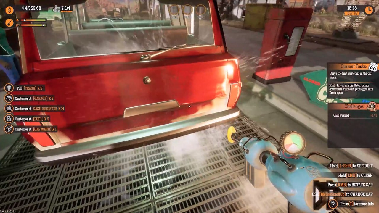 Steamガソリンスタンド経営シム Gas Station Simulator 最新アプデにて洗車要素導入 一部で大人気の 高圧洗浄機 Automaton