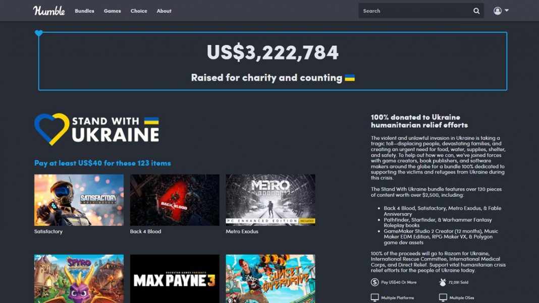 Humble Bundle launches Ukraine support bundle. "Back 4 Blood," "Metro
