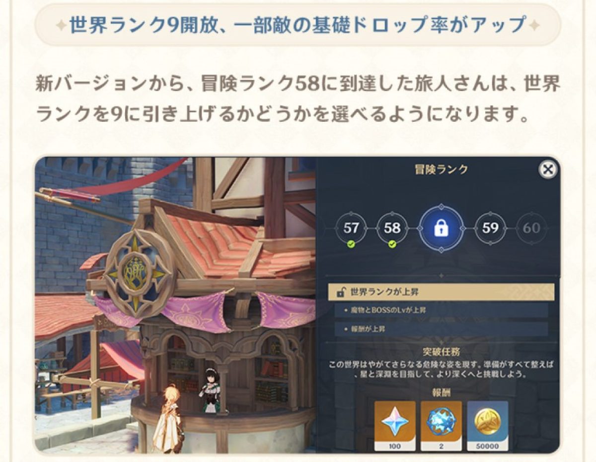 原神』Ver.5.0で、ついに「世界ランク9」開放へ。一部敵のドロップ率