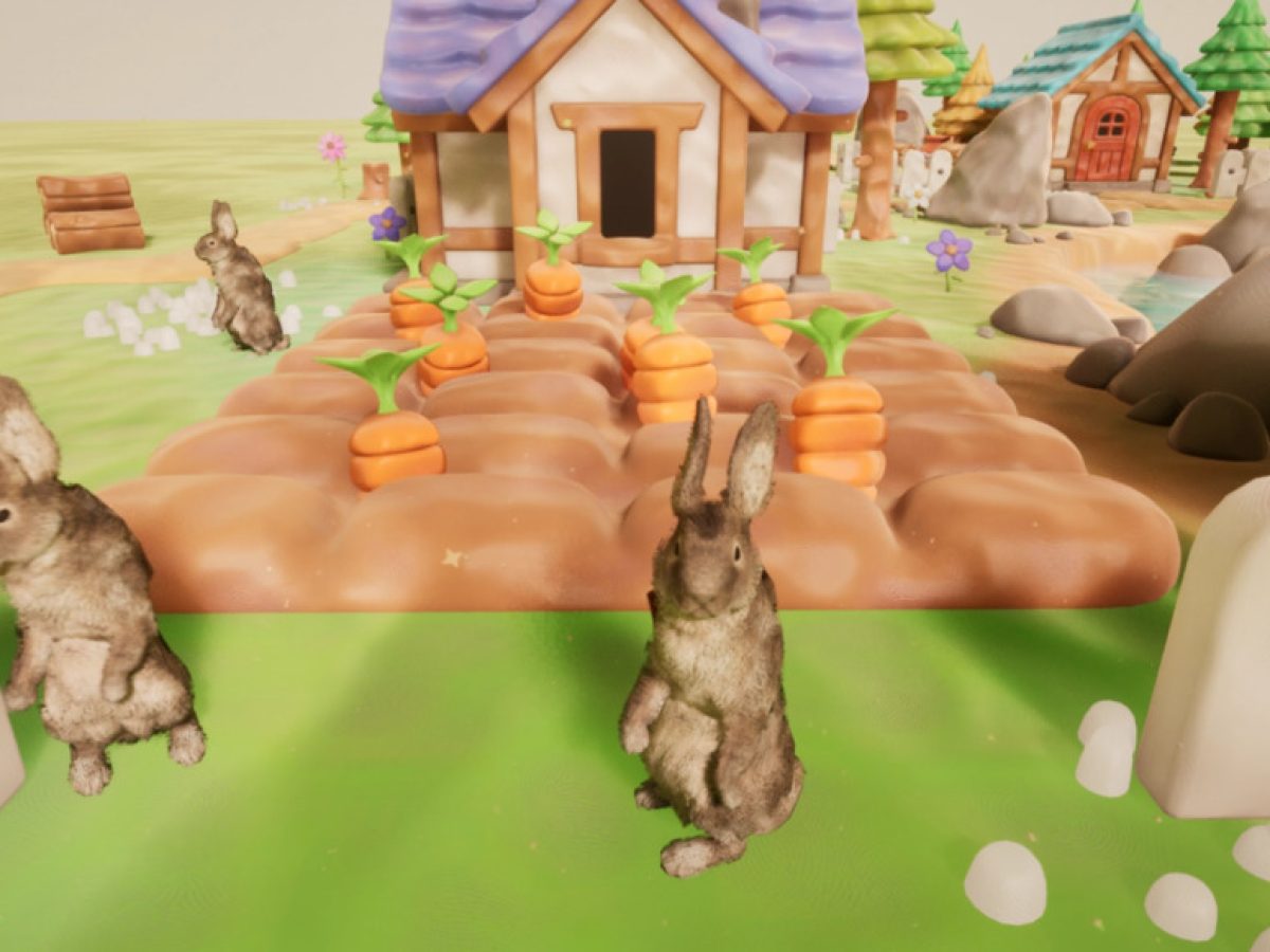 *  　バンビと　たわむれるウサギ  　* バンビと たわむれるウサギ *